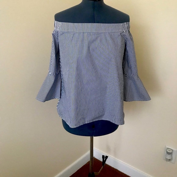 NEW Cupio Striped Off Shoulder Top NWT Size XL - Picture 2 of 4